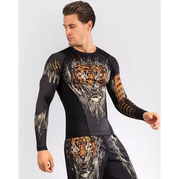 Rashguard Pánský rashguard - funkční triko Venum TIGER - dlouhý rukáv - Black/Neon Orange Velikost: M