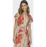 Jacqueline de Yong JDY dámské šaty Camille krátký rukáv béžovo/oranž Velikost: XL