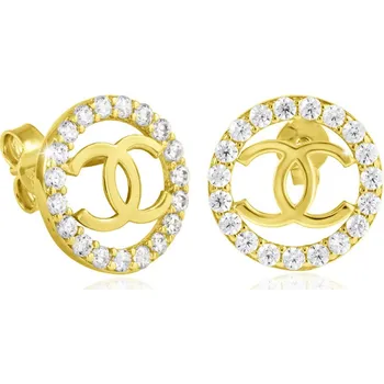 Náušnice GEMMAX Zlaté náušnice na puzetu CC – zlatý šperk ryzosti 585/1000 v Dárkovém balení s Certifikátem GLEYB-32211