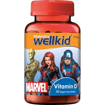 Fitness strava Vitabiotics Wellkid Marvel Vitamin D Gummies Strawberry 50 Gummies Příchuť: jahoda