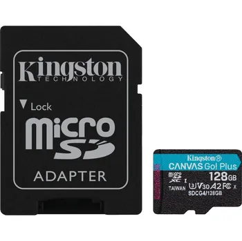 Paměťová karta Kingston Canvas Go Plus A2/Micro SDXC/128GB/UHS-I U3 / Class 10/+ Adaptér