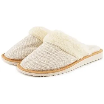 Dámské pantofle Vlnka Dámské lněné pantofle s ovčí vlnou přírodní velikost obuv dospělí 39