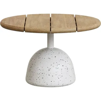 Konferenční stolek Kulatý konferenční stolek s deskou z akácie v bílo-přírodní barvě ø 55 cm Saura – Kave Home ID_1657518