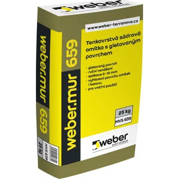 Omítka Weber Tenkovrstvá sádrová omítka Webermur 659 25 kg