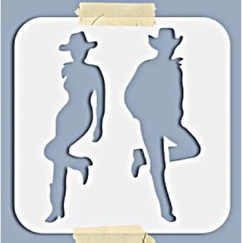 Plastová šablona, KOVBOJSKÝ MOTIV - PÁR, 15x15cm, 1 kus