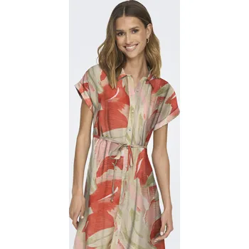 Dámské šaty Jacqueline de Yong JDY dámské šaty Camille krátký rukáv béžovo/oranž Velikost: L