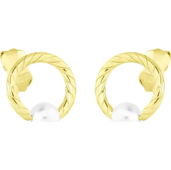 Náušnice GEMMAX Kulaté zlaté náušnice s perlou na puzetu – malé – zlatý šperk ryzosti 585/1000 v Dárkovém balení s Certifikátem GLEYP-03355