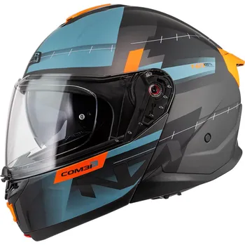 Helma na motorku Motocyklová výklopná přilba NZI COMBI 3 Duo METRIC modrá/oranžová Velikost: XXL