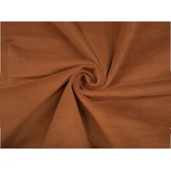 Manšestr, bavlněný útkový samet, pružný, hnědý, látka, metřáž