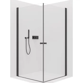 CERANO - Sprchový kout Antelo Duo L/P - 6 mm - černá matná, transparentní sklo - 90x80x190 cm - otočný