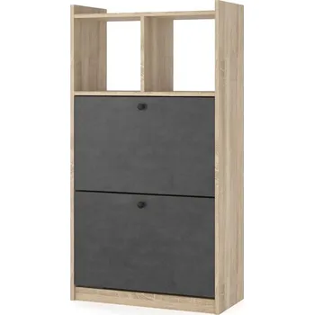 Botník Výklopný botník PIZZO dvoudveřový dub sonoma/šedá