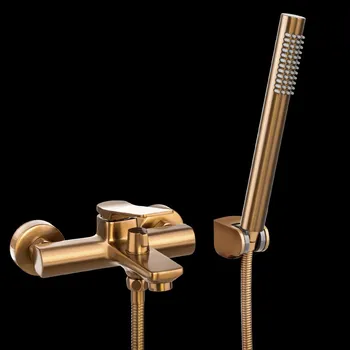 Vodovodní baterie Invena Neri, nástěnná vanová baterie, měděná matná, INV-BW-P1-014-L