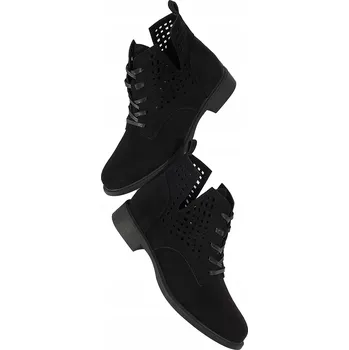Dámská zimní obuv Dámské kotníkové boty Černé Prolamované Šněrovací Jarní Boty S Výřezy vel. 36