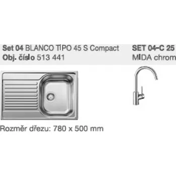 Vodovodní baterie SET 04-C 25 Tipo 45 S Compact přírodní lesk + Mida chrom
