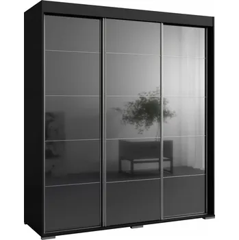 Šatní skříň Skříň posuvná Como 3D 180 Černá (lacobel)