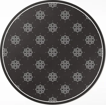 Koberec Kulatý PVC Koberec s vnitřním průměrem 70 cm, lineární květinový vzor, pravidelný vzor