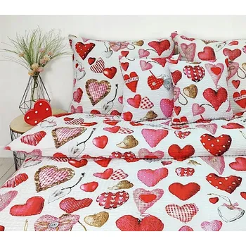 Povlečení Krepové povlečení PREMIUM 160x200 srdce SRDÍČKA valentýnské romantické 22315-1