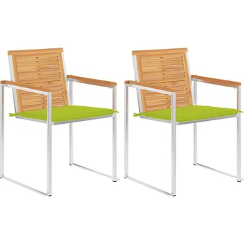 OMAXI Zahradní židle s poduškami 2 ks masivní teakové dřevo a ocel 239193