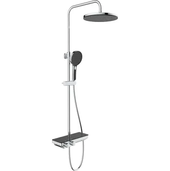 Sprchový set SAT Sprchový systém SAT na stěnu s termostatickou baterií černá/chrom SATSSTPBCHC SATSSTPBCHC