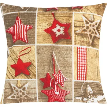 Povlak na dekorativní polštářek Bellatex Povláček bavlněný - vánoce Hnědá,Červená