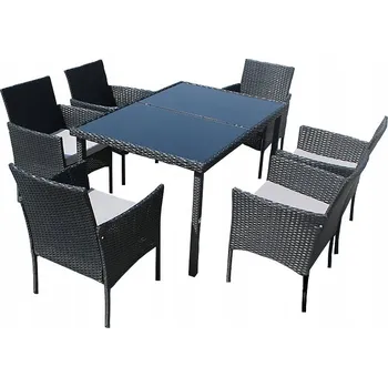 Zahradní sestava Zahradní nábytek z umělého ratanu HydroSan černý, 7 dílů
