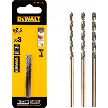 Vrták Vrtáky do kovu BLACK GOLD 2,5 mm, 3 ks DEWALT