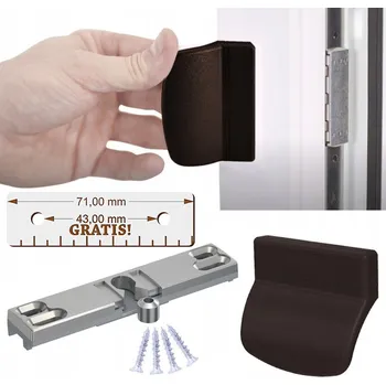 Balkónový zavírač s madlem, úchyt BALKÓNOVÝCH dveří, zámek pro kuřáky + ŠABLONA