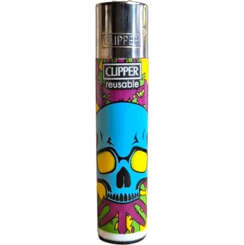 Clipper - Colorful Skulls 1 – originální plnitelný zapalovač Varianta: A