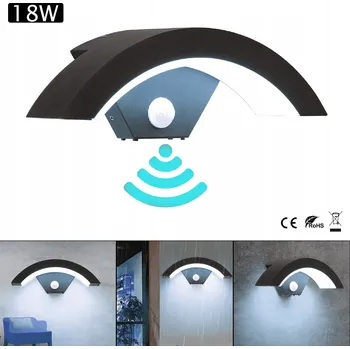 Venkovní osvětlení LED SVĚTLO NA ZEĎ S POHYBOVÝM SENZOREM IP65 18W 6000K VENKOVNÍ ČERNÉ