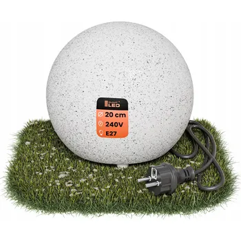 Venkovní osvětlení Zahradní lampa koule LED imitace kamene betonu kabel 230V patice E27 20cm IP65