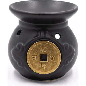 Aroma lampa Milujeme Kameny Aromalampa - mince štěstí - keramická - černá 480447