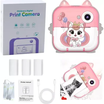Digitální kompakt LEAN Toys 21291 dětský fotoaparát s termotiskárnou Kotě