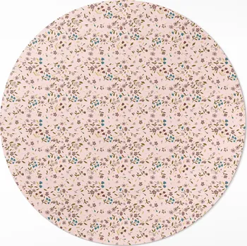 Koberec Kulatý Koberec Vinyl PVC fi 90 cm Drobné kvítky na polní louce v boho stylu