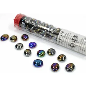 Sběratelská karetní hra Chessex Gaming Glass Stones in Tube Iridized Opal Black (žetony) – 40 ks