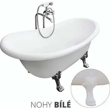 Vana Besco Akrylátová volně stojící vana Otylia 160x77 (170x77) bez přepadu Rozměry (cm): 160x77, Typ a barva výpustě: Click-Clack bez přepadu, černá mat, Barva podpěrných nožek: Bílá