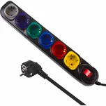 Maclean Napájecí lišta 1,5m 250VAC/10A MCE509 B 2500 Q, IP20, 6 zásuvek, jmenovitý proud 10A, černá