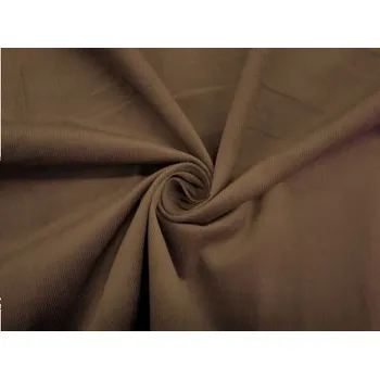 Manšestr, bavlněný útkový samet jemný, hnědošedý, látka, metřáž