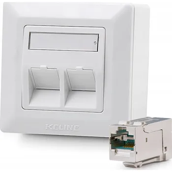 Elektrická zásuvka Keline zásuvka Modulo50 Cat 6A, povrchová, osazená s 2xKEJ-C6A-S-HD