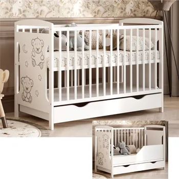 Dětská postýlka Ted 60x120. Součástí balení: Zábrana a Šuplík Druh matrace: pěnová matrace 60x120x6cm +599kč