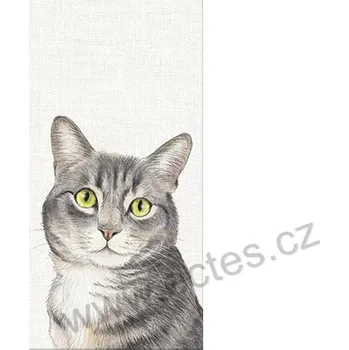 Papírový ubrousek IHR FARM ANIMALS CAT papírový dekorační kapesníček na découpage šedá mourovatá kočka