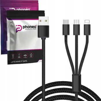 Datový kabel Kabel Phoneo USB - USB typ C / microUSB / Lightning 1,2 m černý