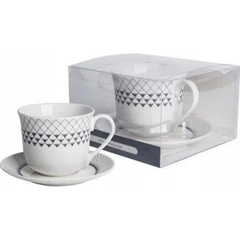 VELKÝ ŠÁLEK NA KÁVU A ČAJ SET S PODŠÁLKEM GEOMETRIK 400 ML LIVELLO