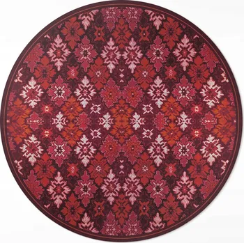 Koberec Kulatý Koberec Loftový Vinylový Rozměr ⌀ 130 cm Rostlinná ozdobná šachovnice