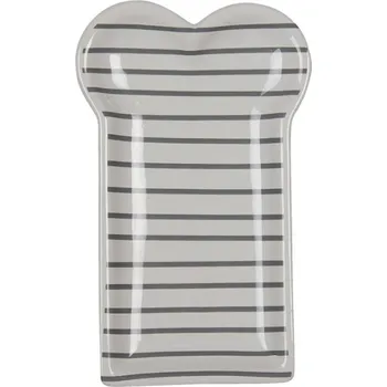 Talíř Keramický talíř s černými pruhy - 10x17x2 cm