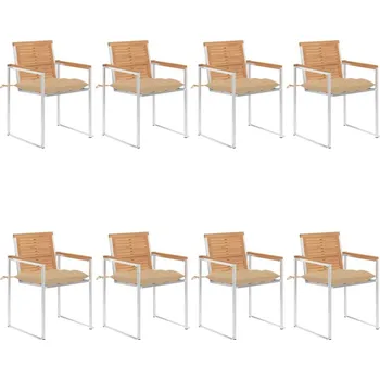 OMAXI Zahradní židle 8 ks s poduškami masivní teakové dřevo 512166