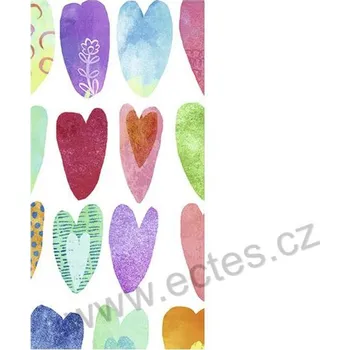Papírový ubrousek IHR RAINBOW HEARTS papírový dekorační kapesníček na découpage barevná srdíčka