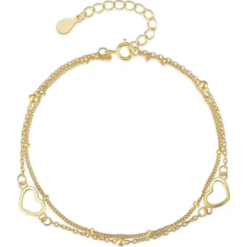 Náramek Olivie Stříbrný srdíčkový náramek GOLD 8731 Ag 925; ≤2,0 g.