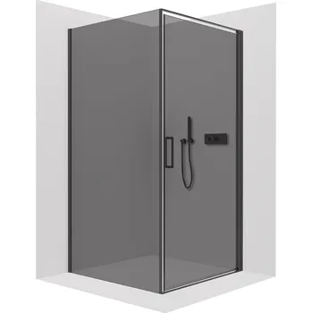 CERANO - Sprchový kout Porte L/P - 8 mm - černá matná, grafitové sklo - 80x100x195 cm - otočný