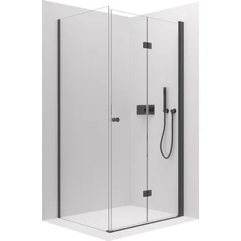 CERANO - Sprchový kout Volpe L/P - 6 mm - černá matná, transparentní sklo - 80x70x190 cm - zalamovací