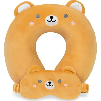 Cestovní polštářek KUFRYPLUS Cestovní polštářek a maska na oči TPMF35 Medvídek